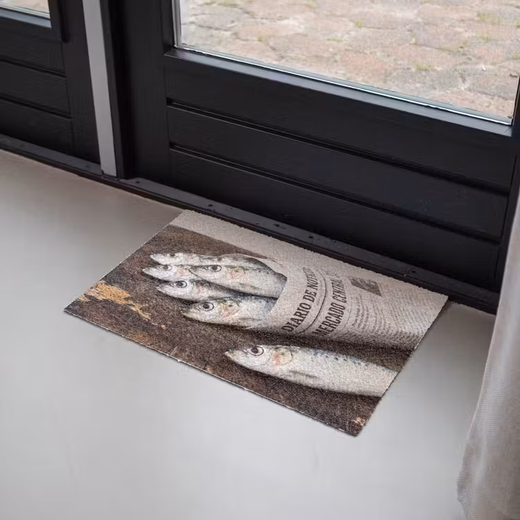Doormat - Little Sardine - newspaper - cutting board - Sardientje - krant - snijplank Deurmat klein