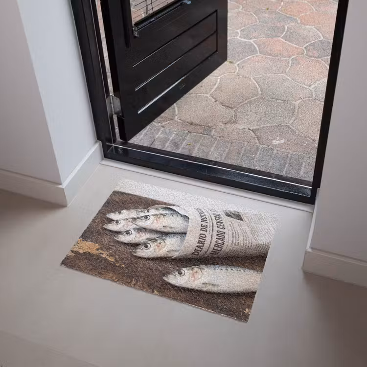 Doormat - Little Sardine - newspaper - cutting board - Sardientje - krant - snijplank Deurmat klein