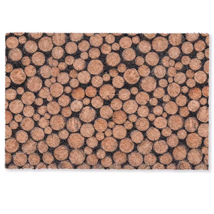 Houtblokken - Textuur - Patroon - Bruin - Rustiek Deurmat klein -zkaufland3d