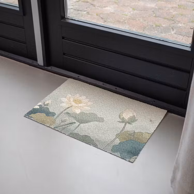 Lotus - Bloemen - Groen Deurmat klein -sfeer2