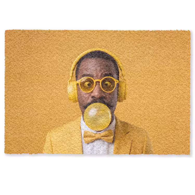 Man - Bubblegum - Portret - Geel - Modern Deurmat klein -zkaufland3d
