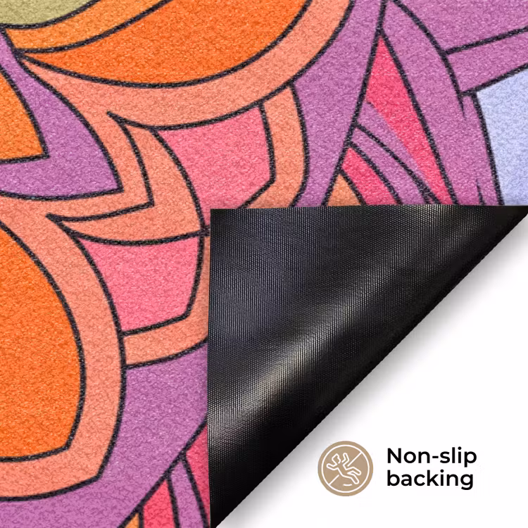 Mandala - Cirkel - Abstract - Kleurrijk - Patroon Deurmat klein -antislip_EN