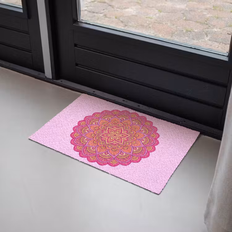 Mandala - Cirkel - Spiritueel - Oosters - Roze Deurmat klein -sfeer2