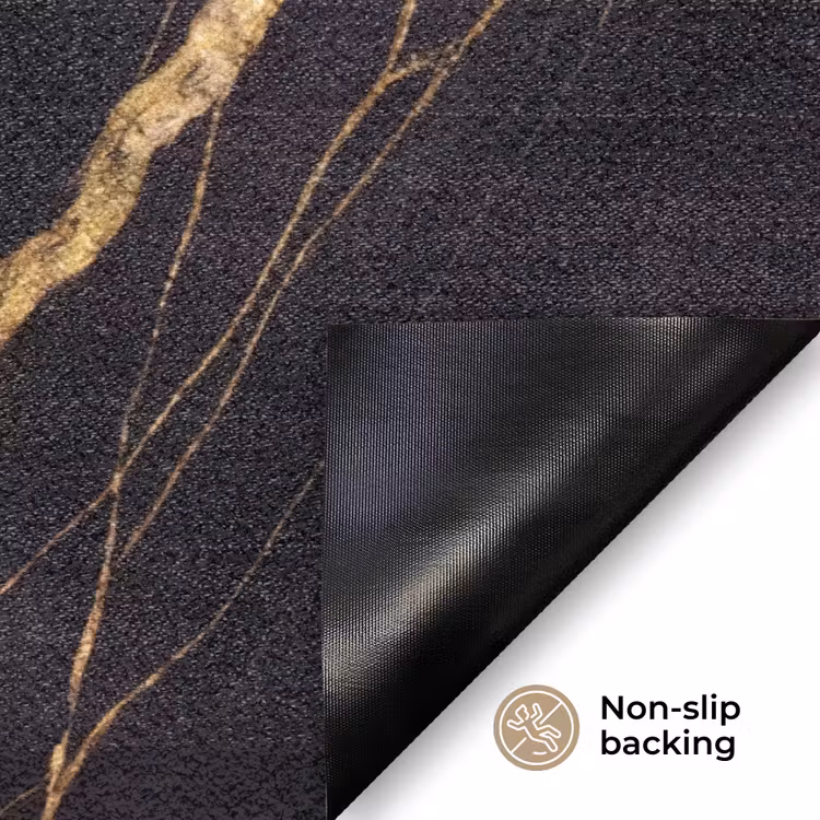 Marmer - Goud - Textuur - Abstract - Zwart Deurmat klein -antislip_EN