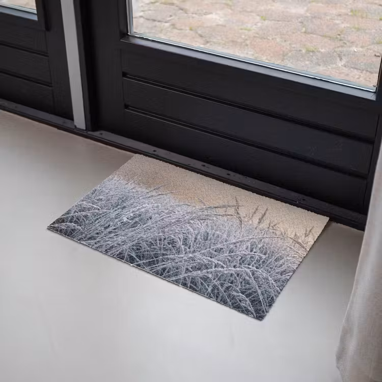 Rijp - Gras - Kristallen - Winter - Minimalistisch Deurmat klein -sfeer2