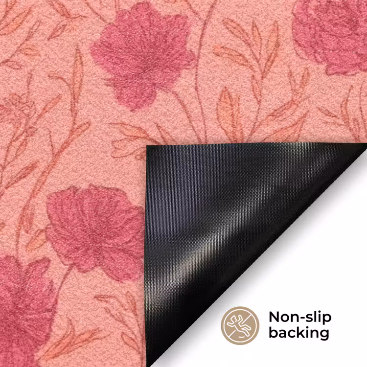Weidebloemen - Romantisch - Roze Deurmat klein 898 -antislip_EN