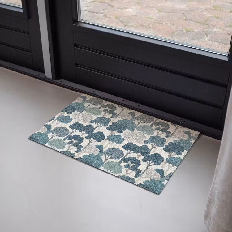 Modern - Bomen - Bos - Patroon - Blauw Deurmat klein 898 -sfeer2