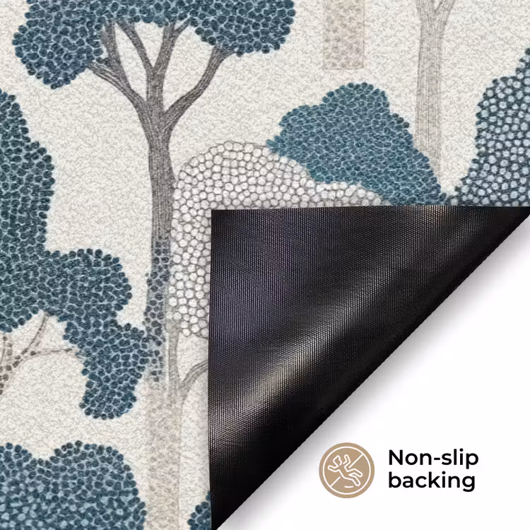 Modern - Bomen - Bos - Patroon - Blauw Deurmat klein 898 -antislip_EN
