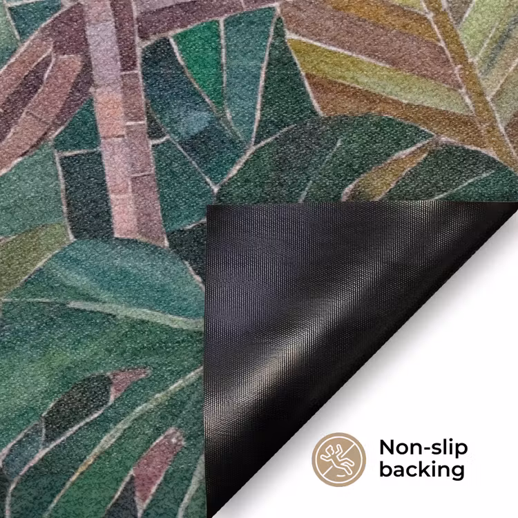 Natuur - Bladeren - Abstract - Groen - Vogel Deurmat klein -antislip_EN
