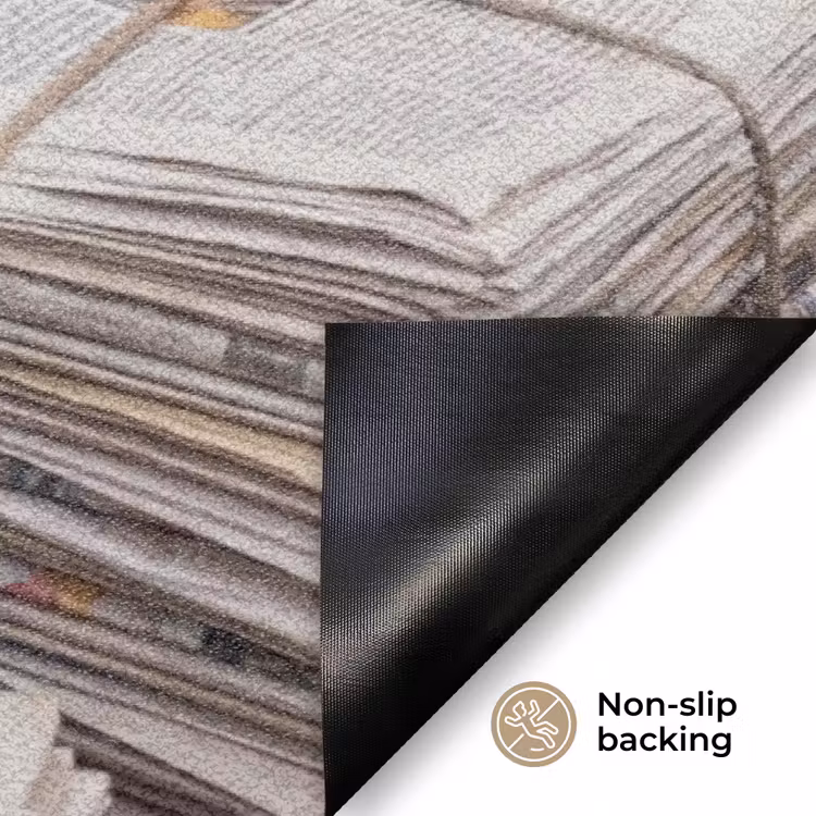 Kranten - Stapels - Touw - Informatie - Vintage Deurmat klein -antislip_EN