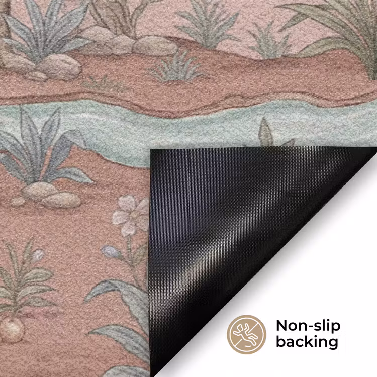 Nostalgisch - Reigers - Roze Deurmat klein -antislip_EN
