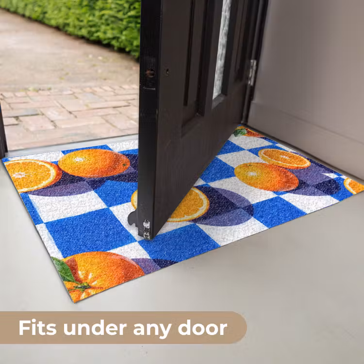 Doormat - Orange - Checkered - Food - Sinaasappel - Geruit - Eten Deurmat klein