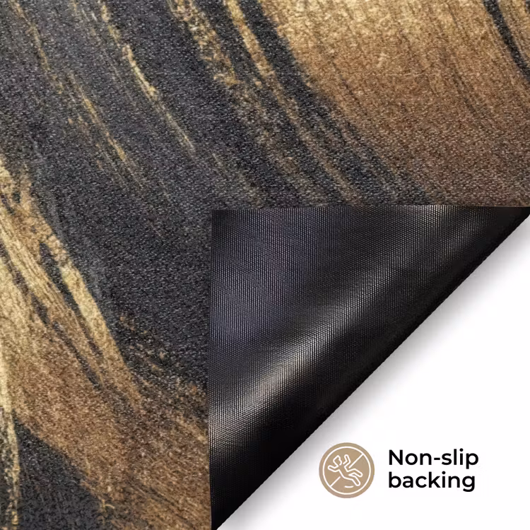 Verfstreken - Abstract - Goud - Zwart Deurmat klein 898 -antislip_EN