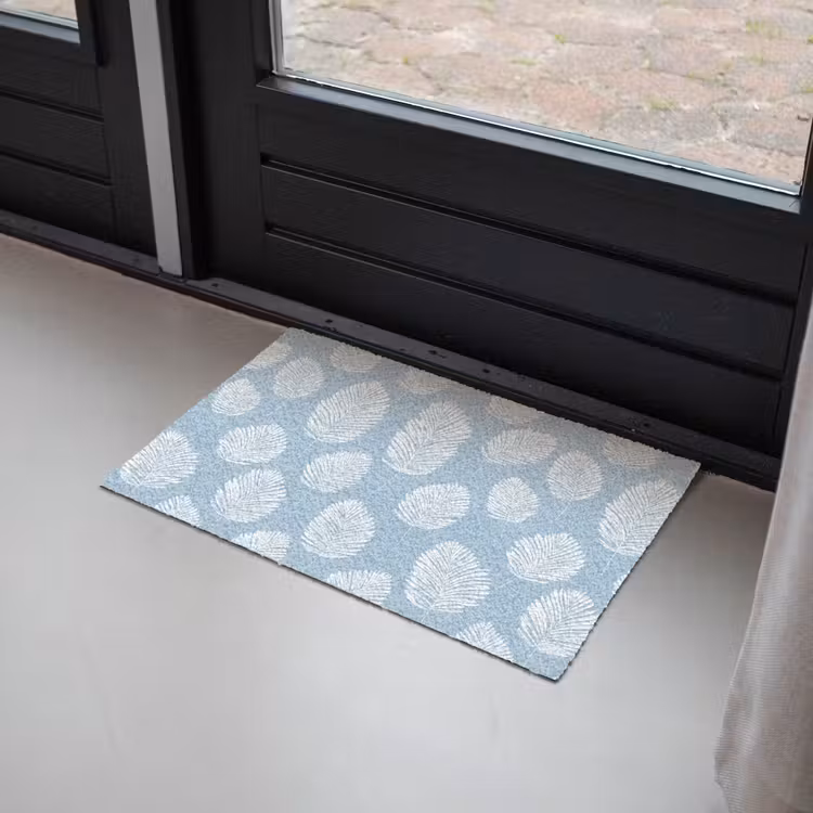 Palmbladeren - Naadloos - Patroon - Pastelblauw Deurmat klein 898 -sfeer2