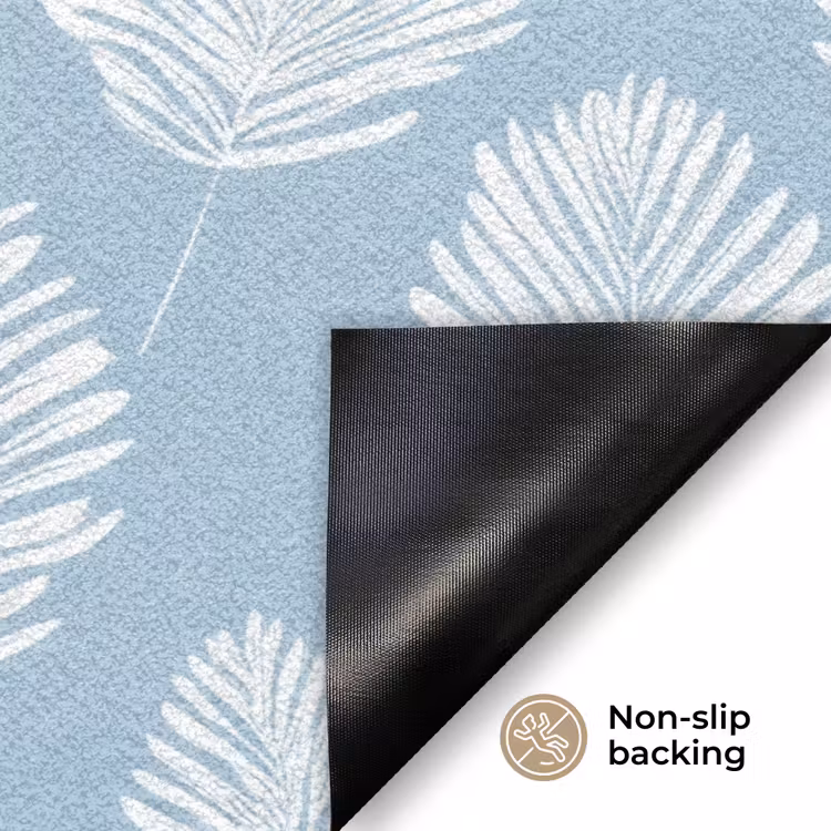 Palmbladeren - Naadloos - Patroon - Pastelblauw Deurmat klein 898 -antislip_EN