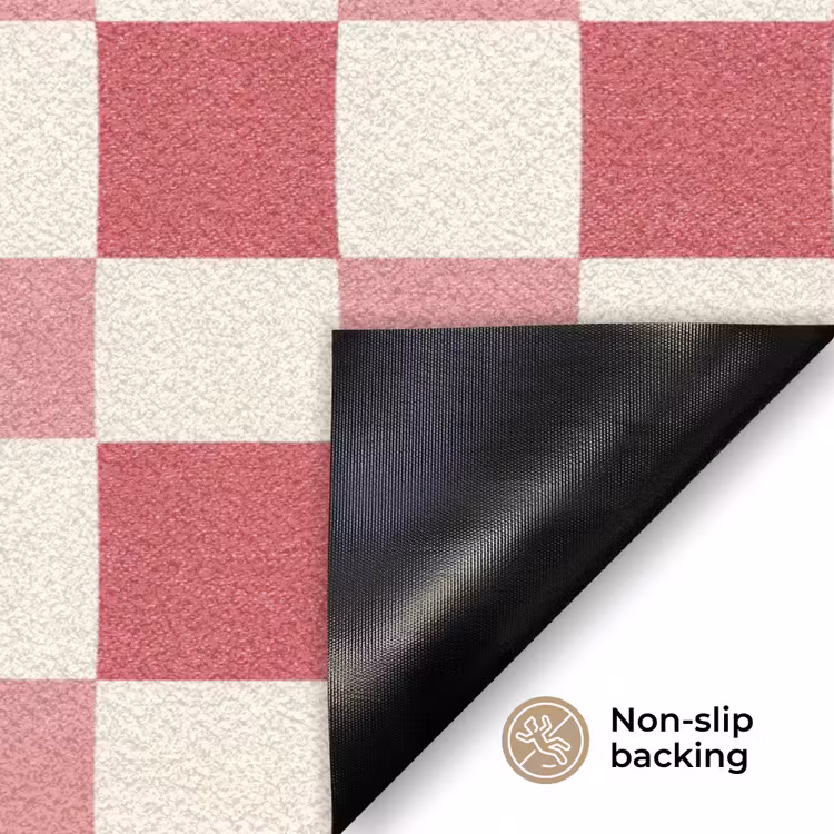 Patroon - Schaak - Roze Deurmat klein 898 -antislip_EN
