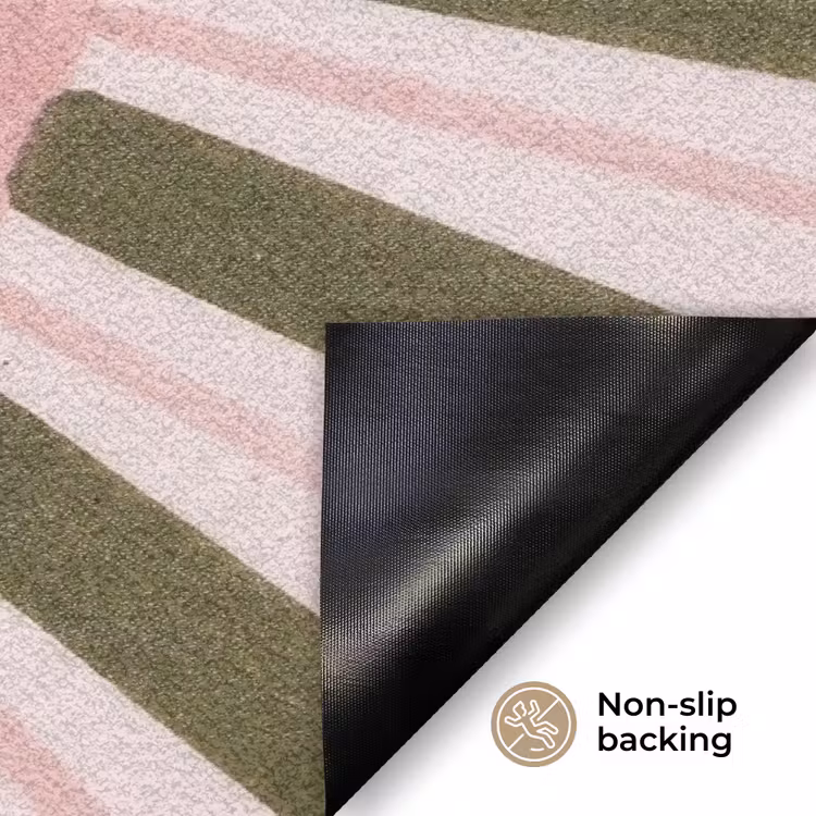 Patroon - Cirkel - Stralen - Abstract - Roze Deurmat klein -antislip_EN