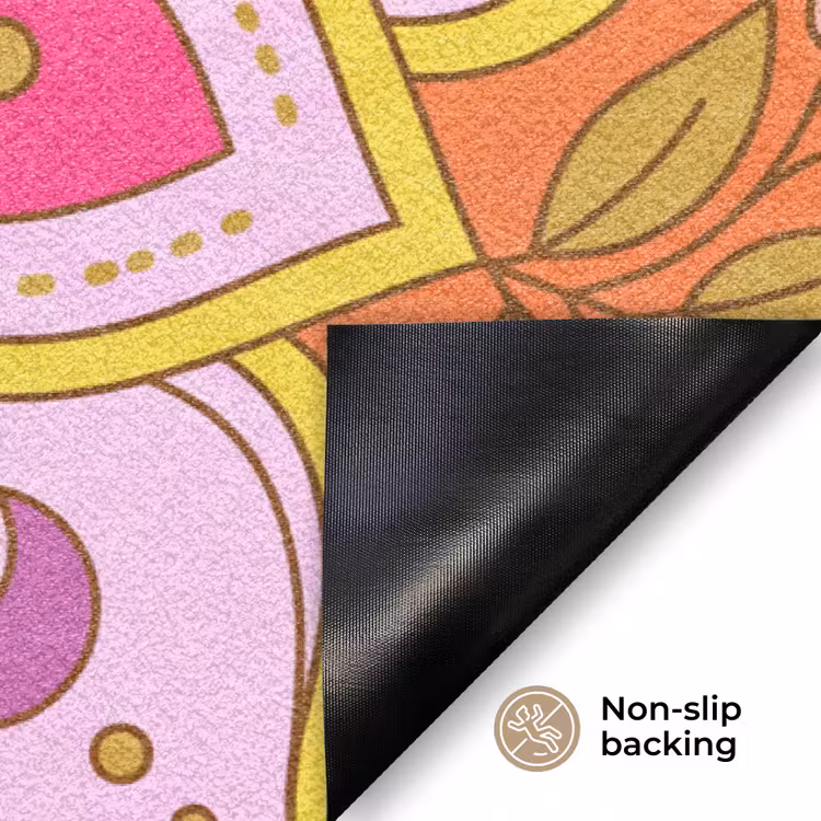 Patroon - Bloemmotief - Decoratie - Abstract - Roze Deurmat klein -antislip_EN
