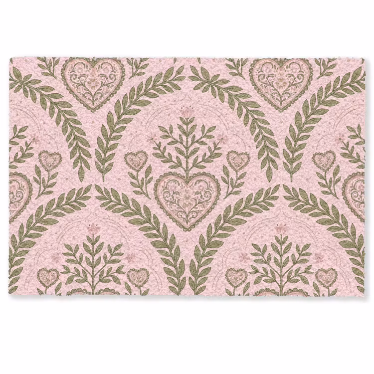 Patroon - Hart - Bloemen - Folkloristisch - Roze Deurmat klein -zkaufland3d