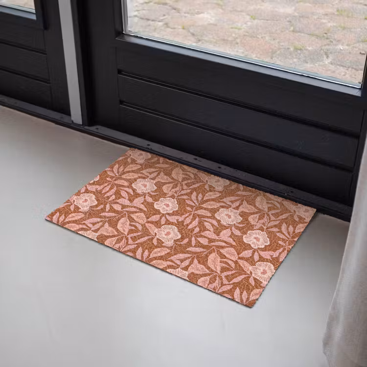 Patroon - Bladeren - Terracotta Deurmat klein 898 -sfeer2