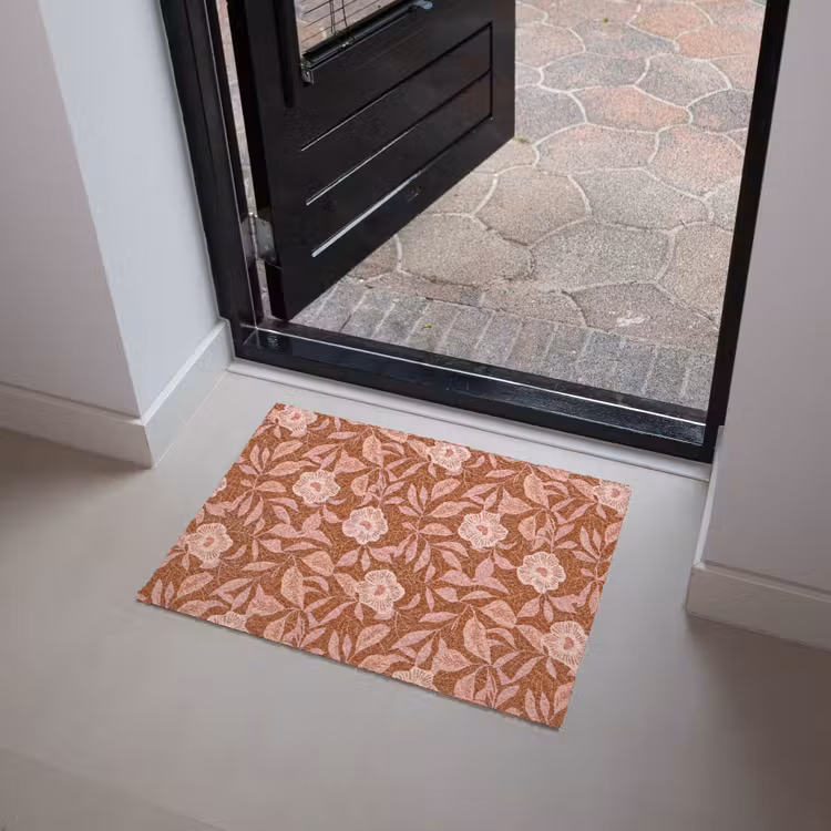 Patroon - Bladeren - Terracotta Deurmat klein 898 -sfeer5