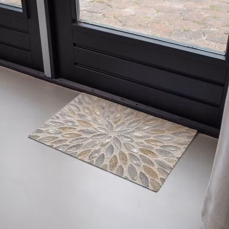 Patroon - Ovaal - Glanzend - Abstract - Beige Deurmat klein -sfeer2