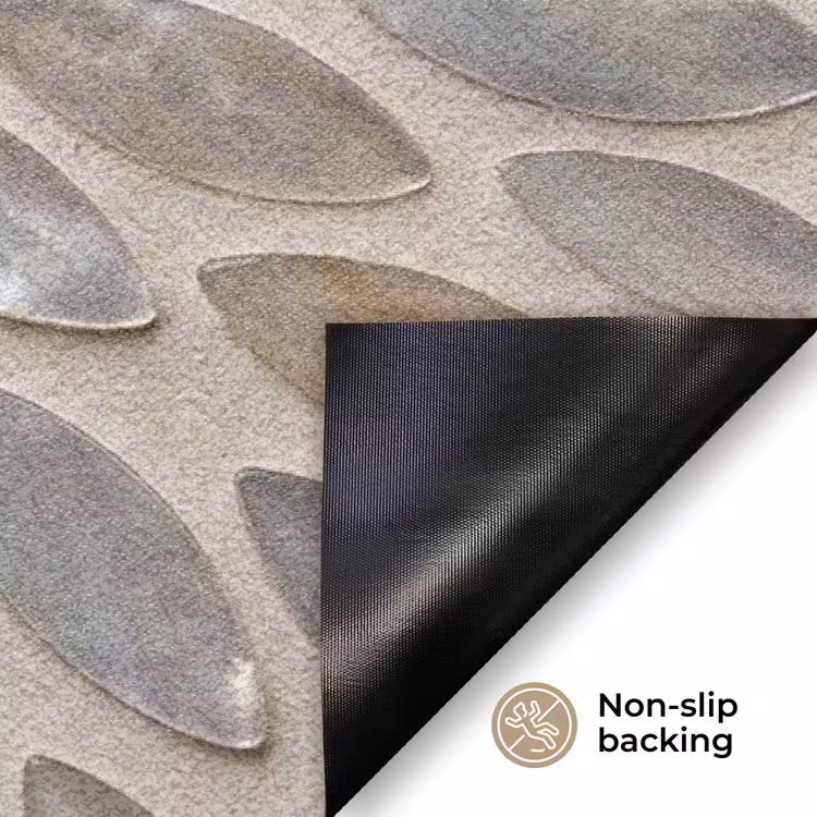 Patroon - Ovaal - Glanzend - Abstract - Beige Deurmat klein -antislip_EN