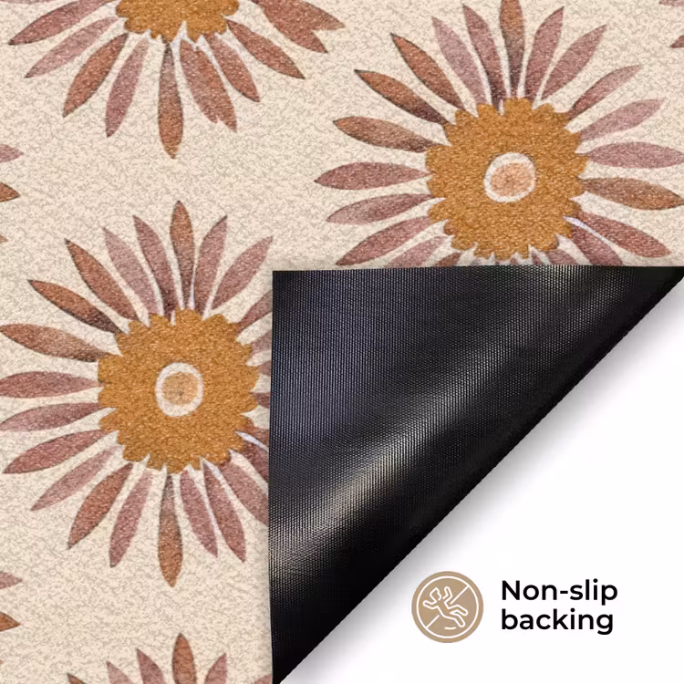 Patroon - Retro - Bruin Deurmat klein 898 -antislip_EN