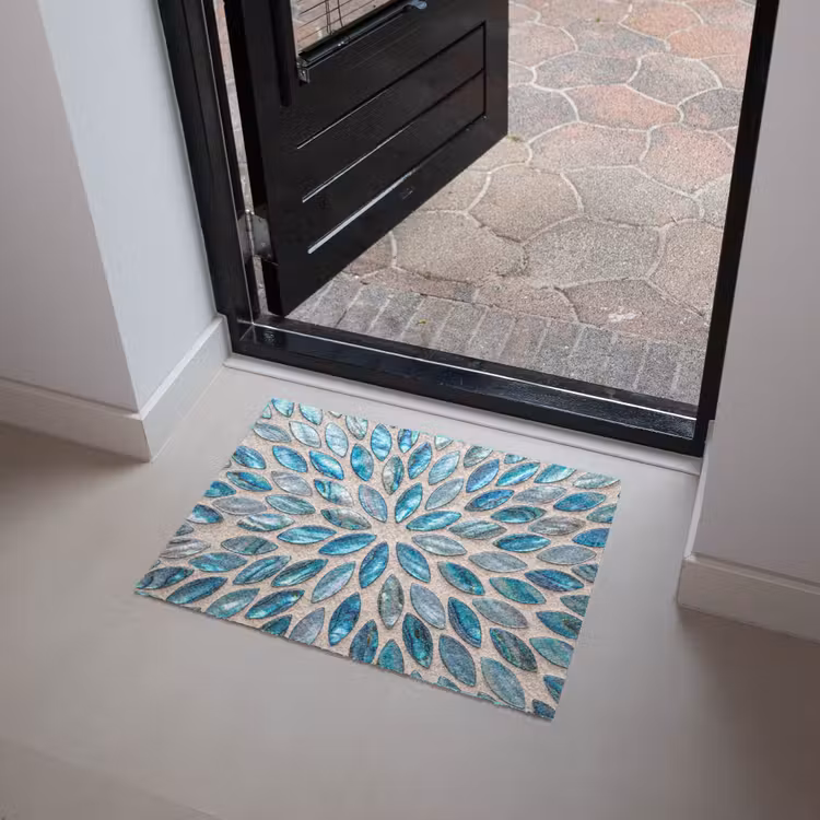 Patroon - Glans - Abstract - Blauw - Decoratie Deurmat klein -sfeer5
