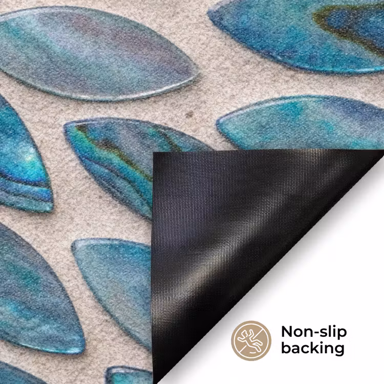Patroon - Glans - Abstract - Blauw - Decoratie Deurmat klein -antislip_EN