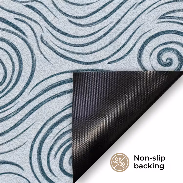 Patroon - Golven - Abstract - Modern - Blauw Deurmat klein -antislip_EN