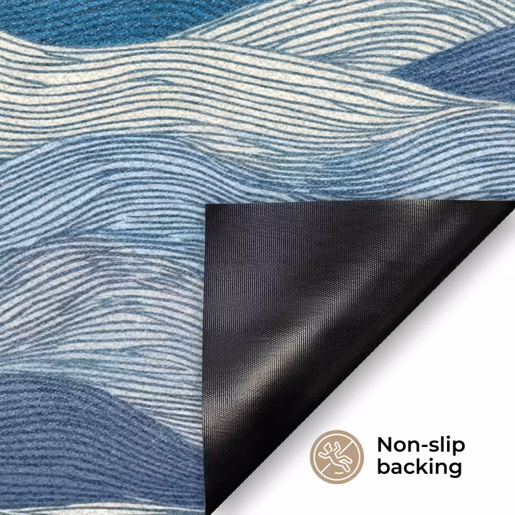 Getekend - Blauw - Wit - Golvend - Streepjes Deurmat klein 898 -antislip_EN