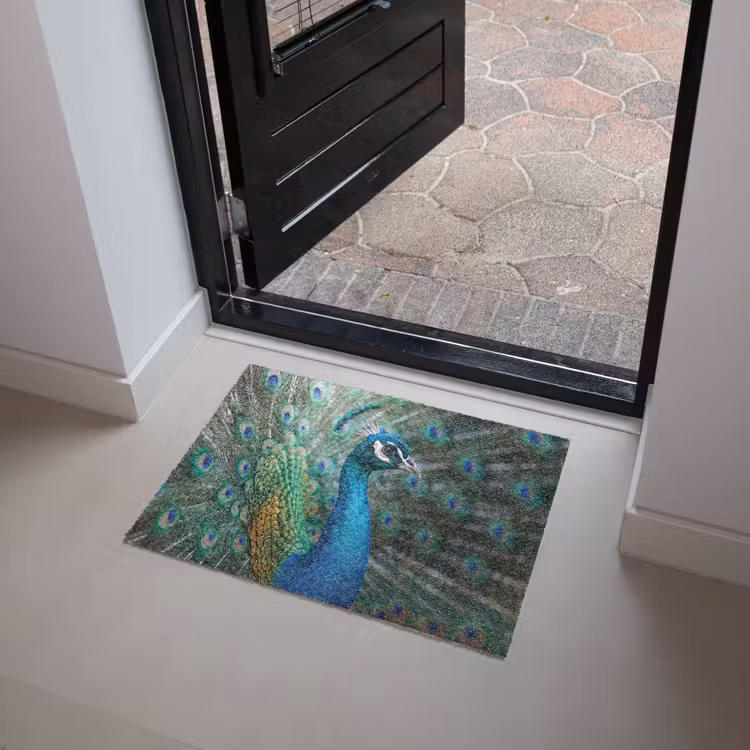 Pauw - Veren - Blauw Deurmat klein -sfeer5
