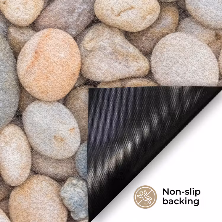 Kiezelstenen - Natuur - Textuur - Beige - Grijs Deurmat klein -antislip_EN