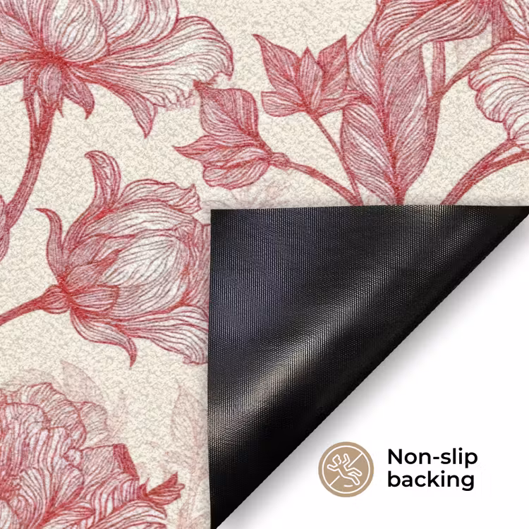 Pioenrozen - Modern - Rood Deurmat klein 898 -antislip_EN