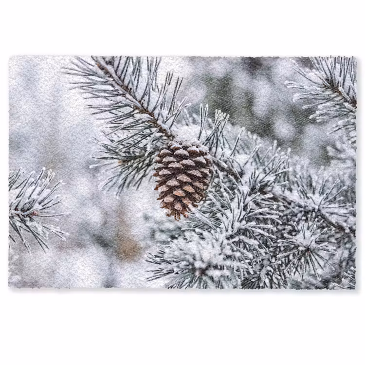 Dennenappel - Tak - Sneeuw - Winter - Sfeervol Deurmat klein -zkaufland3d
