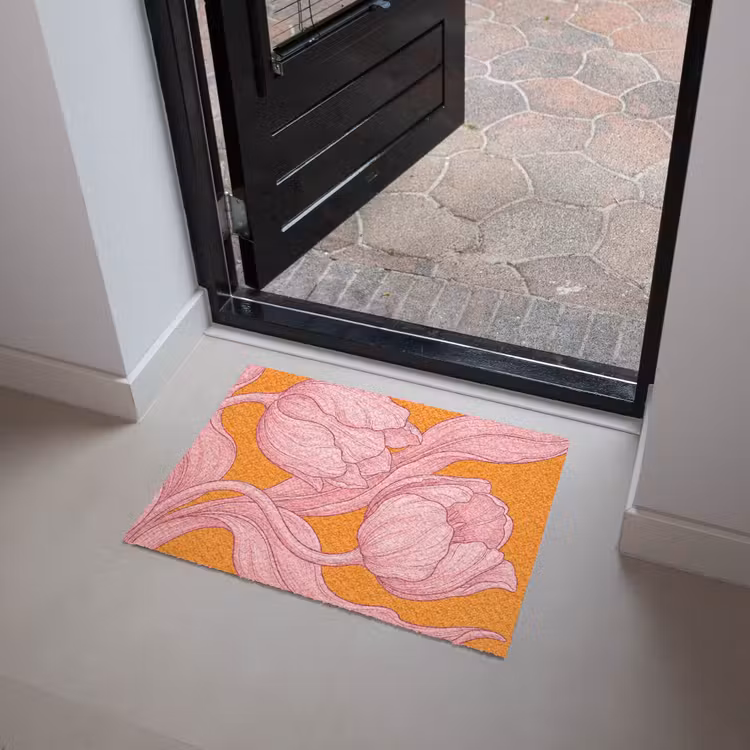 Doormat - Pink Flowers - Modern - Roze bloemen - Modern Deurmat klein