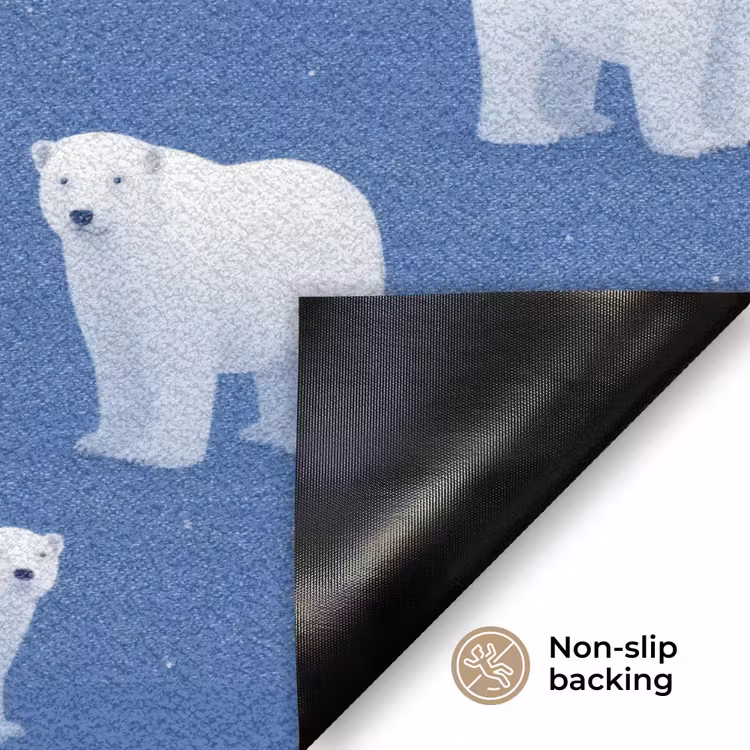 IJsbeer - Patroon - Blauw Deurmat klein 898 -antislip_EN