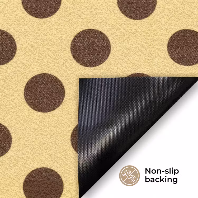 Polka Dot - Stippen - Retro - Geel - Bruin Deurmat klein 898 -antislip_EN