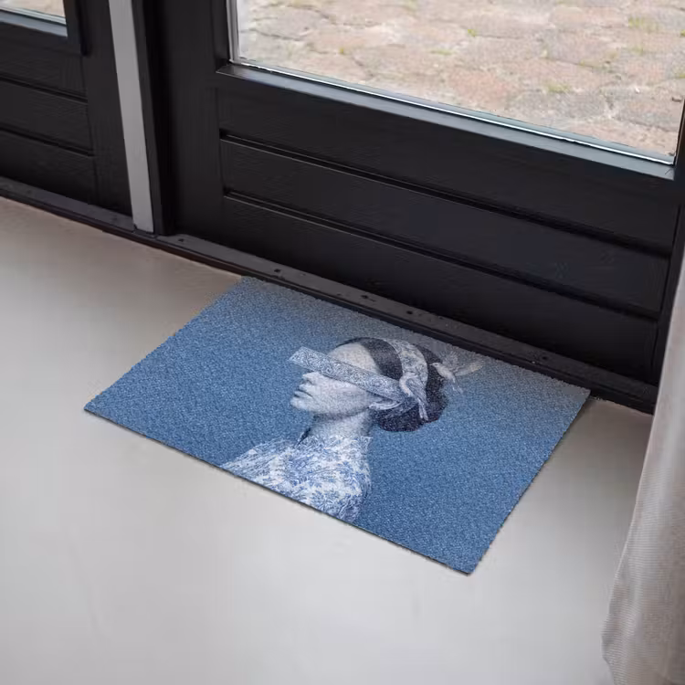 Portret - Klassiek - Wit - Blauw Deurmat klein -sfeer2