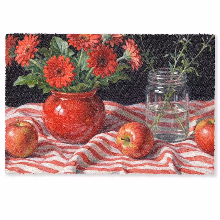 Doormat - Red Flowers - Vase - Rode bloemen - Vaas Deurmat klein