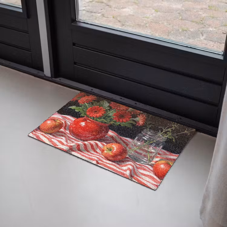 Doormat - Red Flowers - Vase - Rode bloemen - Vaas Deurmat klein