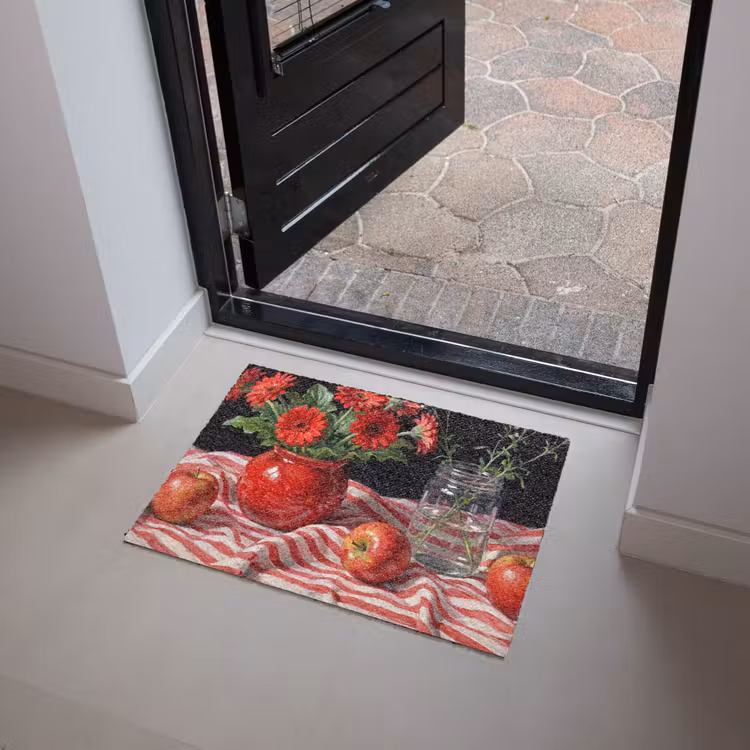 Doormat - Red Flowers - Vase - Rode bloemen - Vaas Deurmat klein