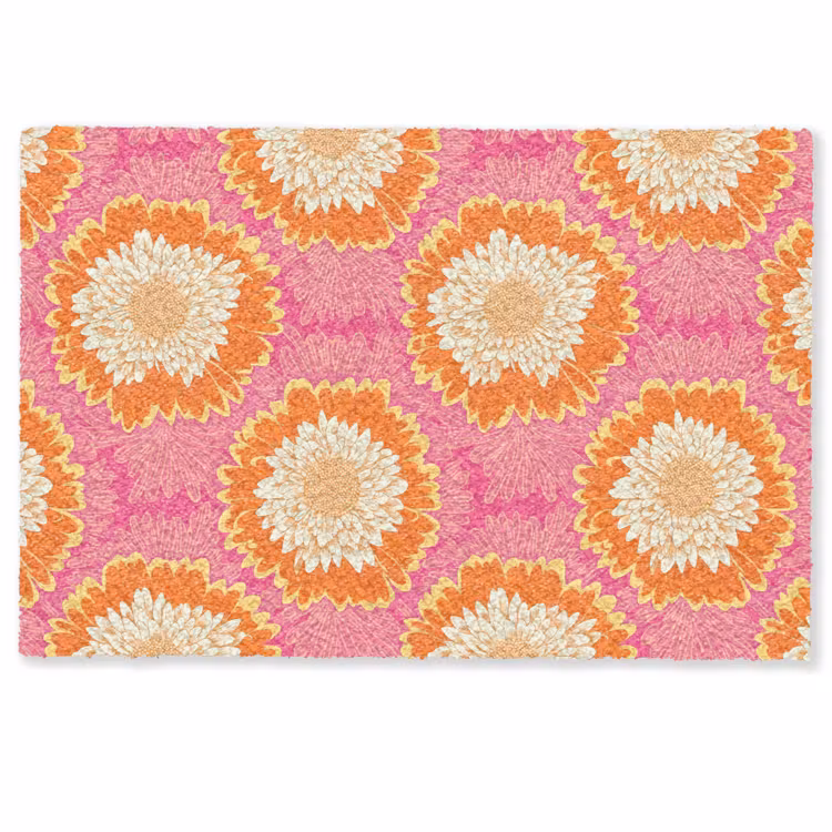 Retro - Bloemen - Kleurrijk Deurmat klein 898 -zkaufland3d