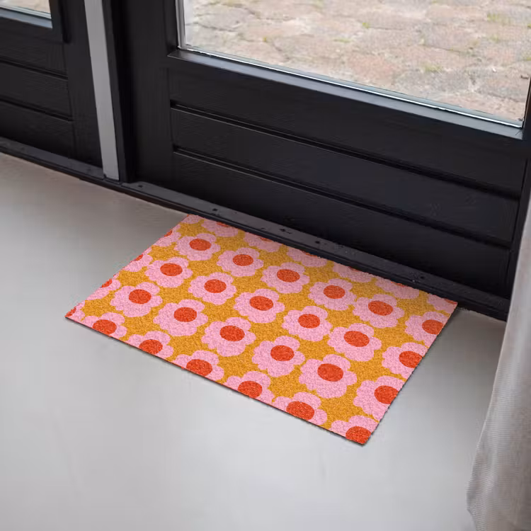 Retro - Bloemen - Roze Deurmat klein 898 -sfeer2