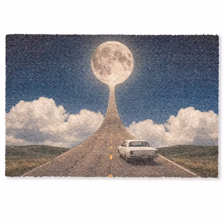 Doormat - Road - Moon - Night - Weg - Maan - Nacht Deurmat klein