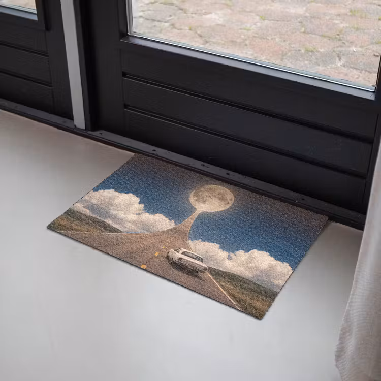 Doormat - Road - Moon - Night - Weg - Maan - Nacht Deurmat klein