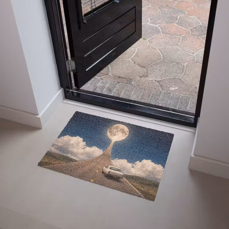 Doormat - Road - Moon - Night - Weg - Maan - Nacht Deurmat klein