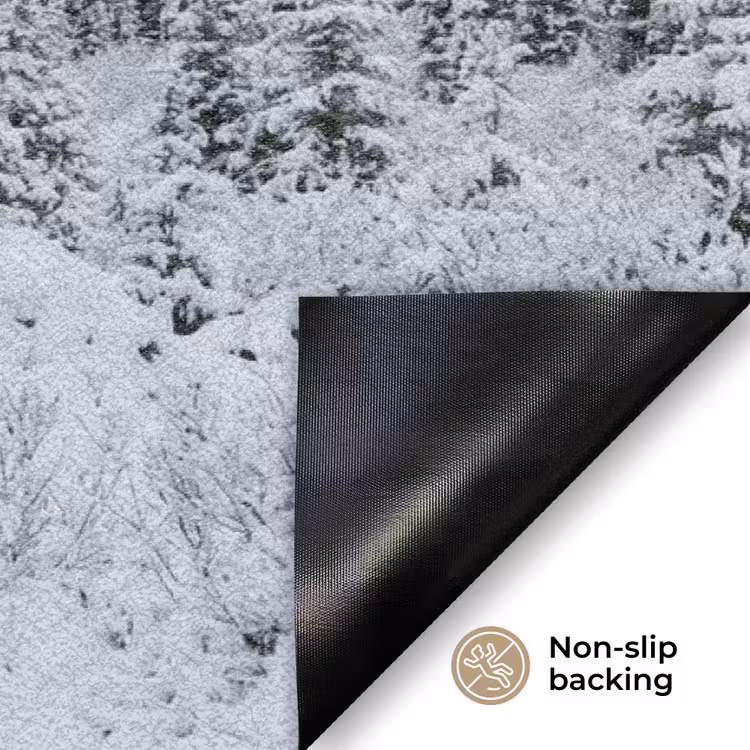 Weg - Bergen - Sneeuw - Naaldbos - Avontuurlijk Deurmat klein -antislip_EN