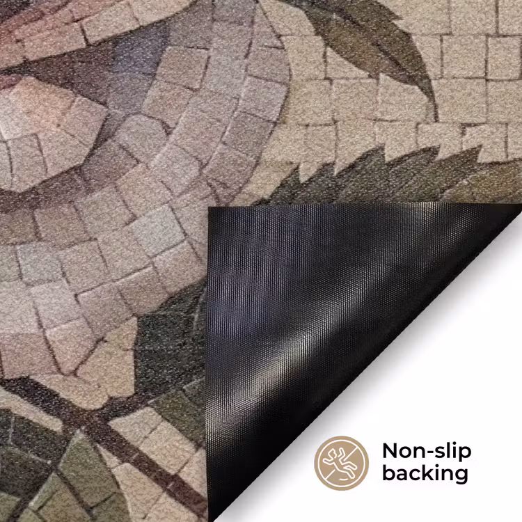 Roos - Mozaïek - Bloemen - Klassiek - Beige Deurmat klein -antislip_EN